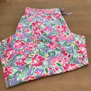 Sleep Sense Bottom Pajamas, L, Pink/Purple Floral Pattern